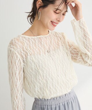 Green Parks パネルラインレースカットプルオーバー Ivory