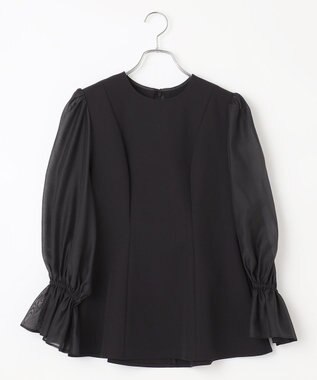 #Newans シアースリーブブラウス ブラック