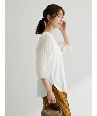 Green Parks ・ＳＵＧＡＲ　ＳＰＯＯＮ　シャーリング袖プルオーバー Off White