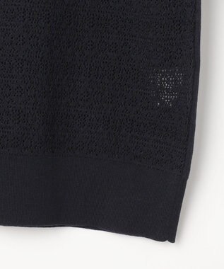 J.PRESS LADIES S Lace Jacquard ニット ブルゾン ネイビー系