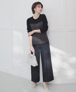 ANY SIS ビューティサーモ2WAYストレッチ ワイドパンツ ネイビー