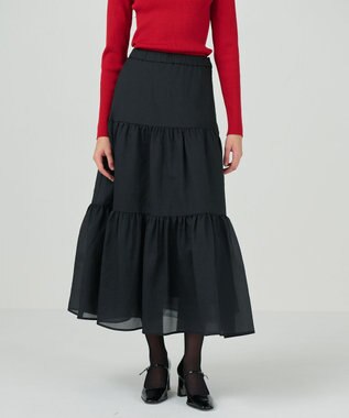 GRACE CONTINENTAL オーガンティアードスカート ブラック