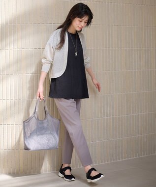 ANY 【洗濯機可/接触冷感/アンチピリング】シアーニットボレロカーディガン トップグレー