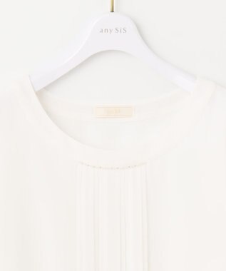 ANY SIS 【洗える】フロントプリーツシフォンブラウス オフホワイト