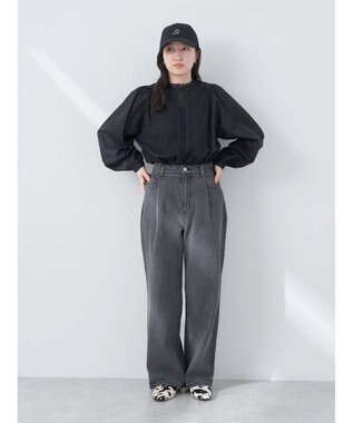 earth music&ecology タックルーズデニムパンツ Black