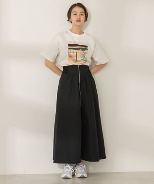 AMERICAN HOLIC 撥水加工 フロントZIPフレアスカート Black