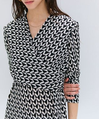 BEIGE， 【洗える】MODESTO / ジャージーストレッチカシュクールドレス Monotone