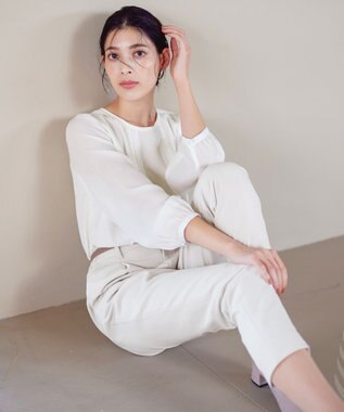 Tiaclasse 【洗える】ピンタックレースブラウス オフホワイト