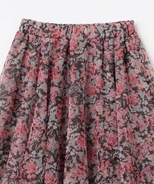 ANY KIDS 花柄 チュール フレア スカート ピンク系