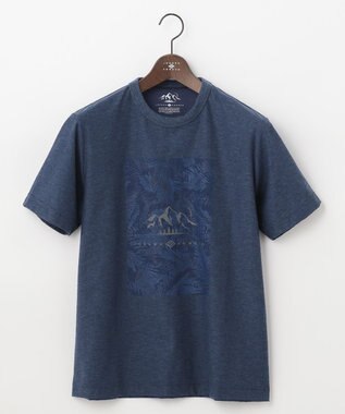 JOSEPH ABBOUD MOUNTAIN 【UNISEX】スラブリーフプリント Tシャツ ブルー系