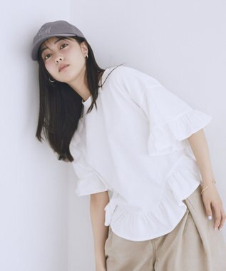 earth music&ecology ピグメントフリルTシャツ Off White