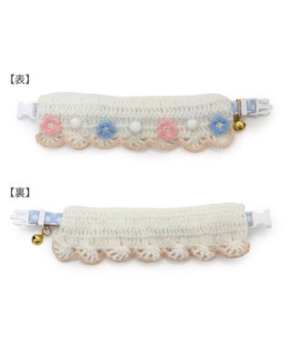 PET PARADISE ペットパラダイス 猫首輪 お花編み S / M ホワイト