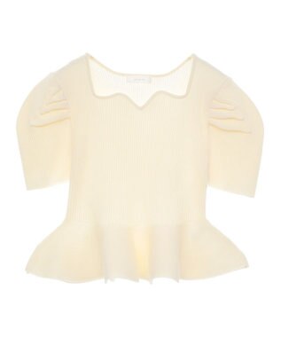 Green Parks ・ｓｗｉｎｇ　ｂｙ　ハートネックペプラムニット Off White