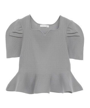 Green Parks ・ｓｗｉｎｇ　ｂｙ　ハートネックペプラムニット Off White