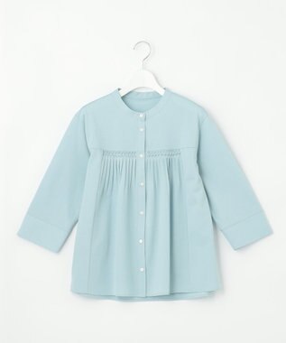 J.PRESS LADIES キャタピラシャツジャージー バンドカラー カットソー ライトアクア系