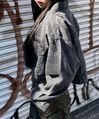 WEGO ヴィンテージウォッシュショートデニムジャケット ブラックその他