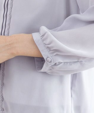 Tiaclasse 【洗える】ピンタックレースブラウス グレー