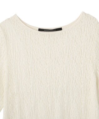 YECCA VECCA 5分袖レースシアートップス Ivory