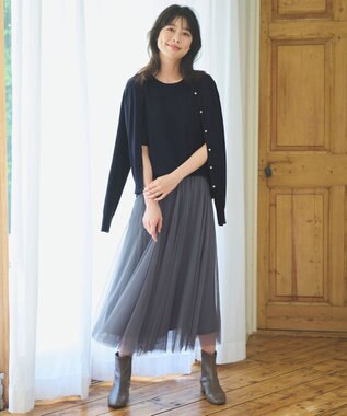 ANY 【洗濯機可/UVカット】パールポイントアンサンブル ネイビー