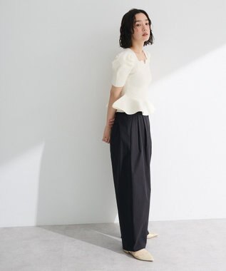 Green Parks ・ｓｗｉｎｇ　ｂｙ　ハートネックペプラムニット Off White