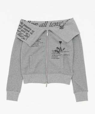 WEGO オフショルグラフィックスウェット 杢グレー