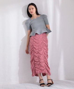 Green Parks ・ｓｗｉｎｇ　ｂｙ　ハートネックペプラムニット Off White