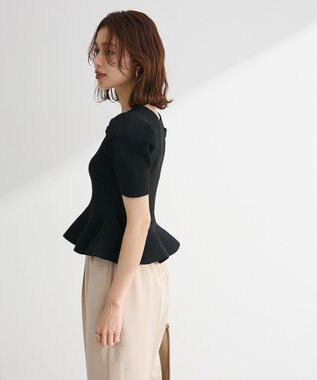 Green Parks ・ｓｗｉｎｇ　ｂｙ　ハートネックペプラムニット Off White