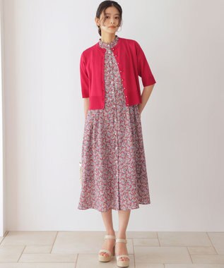 組曲 シアーニット5分袖 カーディガン チェリーローズ系