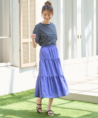 ANY SIS 【撥水・UVカット・速乾】ティアード スカート ブルー