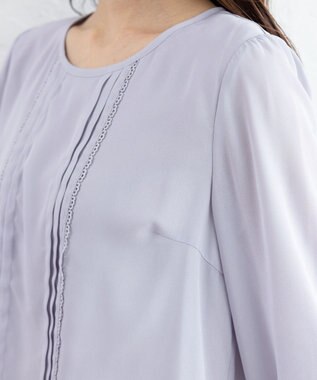 Tiaclasse 【洗える】ピンタックレースブラウス グレー