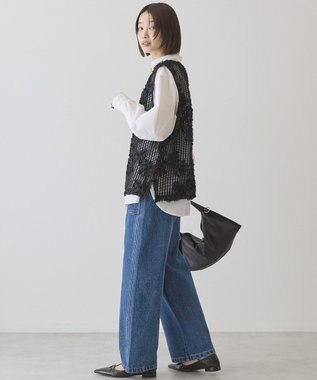 AMERICAN HOLIC 【選べる丈】Ｖネックレースベスト Black