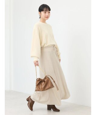 earth music&ecology リボンフレアスカート Beige