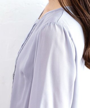 Tiaclasse 【洗える】ピンタックレースブラウス グレー