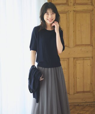 ANY 【洗濯機可/UVカット】パールポイントアンサンブル ネイビー