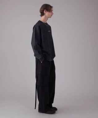 WEGO 【ユニセックス着用ITEM/2点SET/MLサイズ展開】アクセ付きフェイクスウェードプルオーバー ブラック中濃色