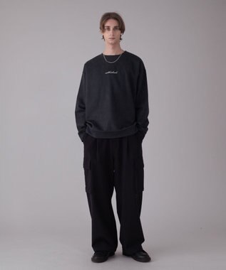 WEGO 【ユニセックス着用ITEM/2点SET/MLサイズ展開】アクセ付きフェイクスウェードプルオーバー ブラック中濃色