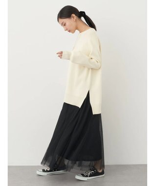 earth music&ecology サイドスリットルーズチュニック Ivory