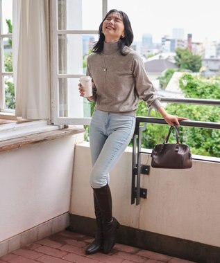 WEGO 【WEB限定/25年秋冬新作/洗濯OK/毛玉レス】タートルネックニット グレー