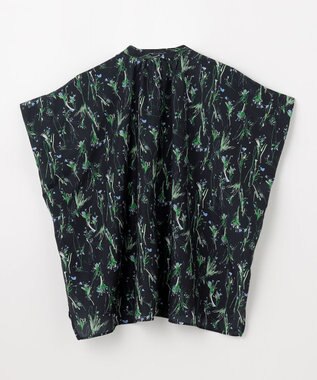 ANY スクエアプリントシャツ ネイビーベース×花柄