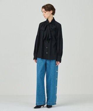 GRACE CONTINENTAL タイ付ギャザーシャツ ブラック