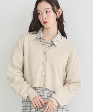 earth music&ecology ロゴ刺繍カーディガン Ivory