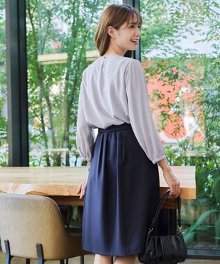 Tiaclasse 【洗える】ピンタックレースブラウス グレー