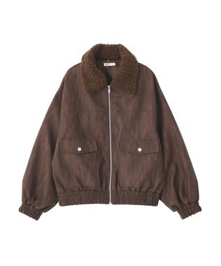 CRAFT STANDARD BOUTIQUE フェイクレザー衿ボアブルゾン Brown
