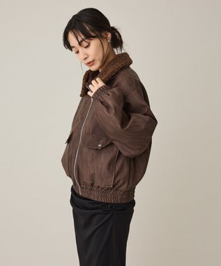 CRAFT STANDARD BOUTIQUE フェイクレザー衿ボアブルゾン Beige