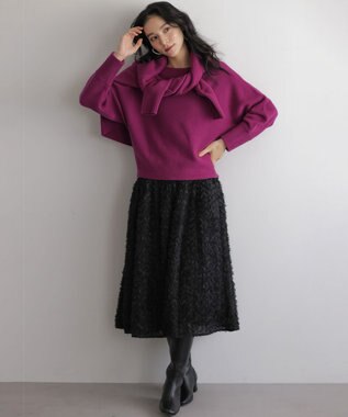 組曲 L ペタルチュール スカート ブラック系