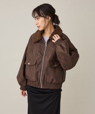 CRAFT STANDARD BOUTIQUE フェイクレザー衿ボアブルゾン Beige