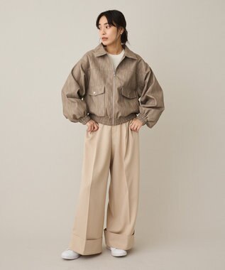 CRAFT STANDARD BOUTIQUE フェイクレザー衿ボアブルゾン Beige