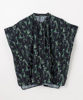 ANY スクエアプリントシャツ ネイビーベース×花柄