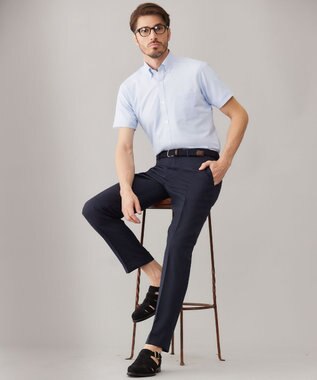 GOTAIRIKU ロングセラー【洗える/折り目加工/シワになりにくい/ウエストアジャスター】ウォッシャブル サマーウール100％パンツ_限定色(ノータック)23/24年モデル ネイビー系8