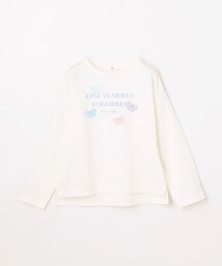ANY KIDS 【綿100%】ロゴプリント 長袖Tシャツ オフホワイト